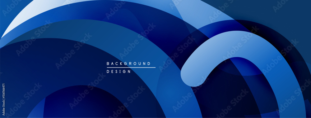 Poster abstract blue layers create dynamic flowing shapes. modern design evokes movement, depth, sophistica
