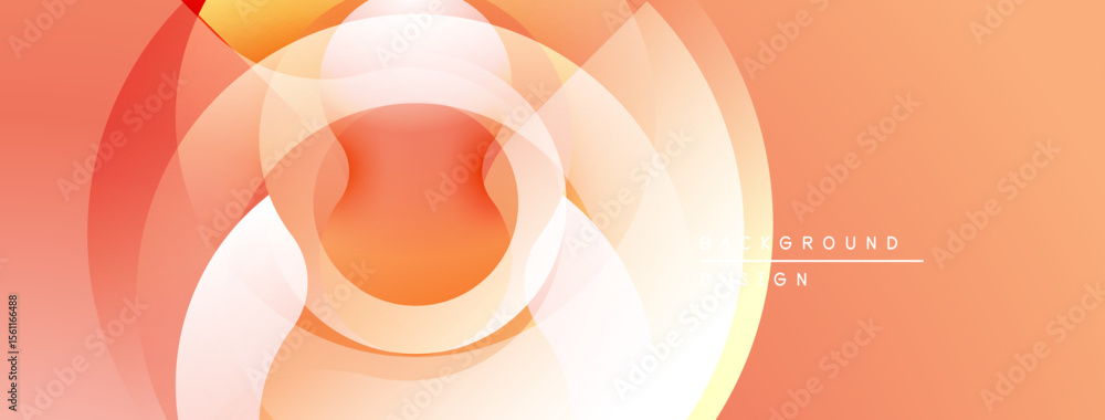 Poster Abstract orange layers create dynamic circular design. Soft gradients suggest depth, warmth, modern aesthetic. Minimalist background.