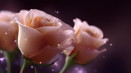 Elegant Roses in Bloom: Delicate roses in soft hues are captured, highlighting the intricate details of each petal, evoking feelings of beauty, love and serenity.