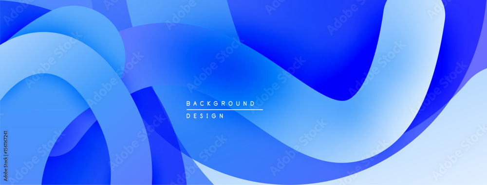 Aufkleber Abstract blue layers create flowing, modern background. Smooth gradients offer dynamic visual experience. Minimalist design.
