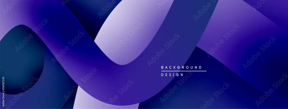 Aufkleber Abstract fluid shapes, gradient blues, purples create dynamic background. Modern design elements suggest depth, movement.