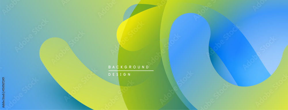 Aufkleber Abstract fluid shapes, vibrant colors blend. Gradient background creates dynamic visual effect. Modern design element.
