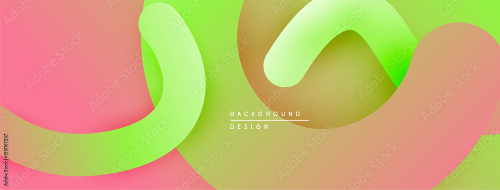 Aufkleber Abstract fluid shapes, vibrant colors blend. Soft gradients create dynamic composition. Modern design, smooth curves, visual harmony.