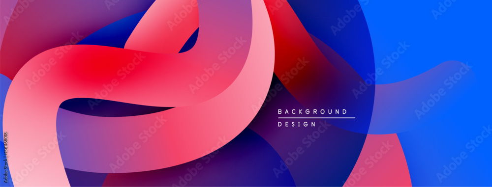 Poster Abstract fluid shapes overlap, creating vibrant red, blue gradients. Modern design element for backgrounds, presentations.