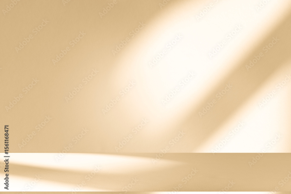 Leinwandbilder wall interior background, studio and backdrops show products. with leaf shadow from window color bei