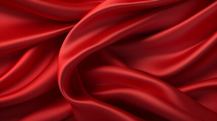 Obraz premium Luxurious red satin fabric drapes elegantly, showcasing its rich texture and deep color. The smooth, flowing curves create a captivating image.