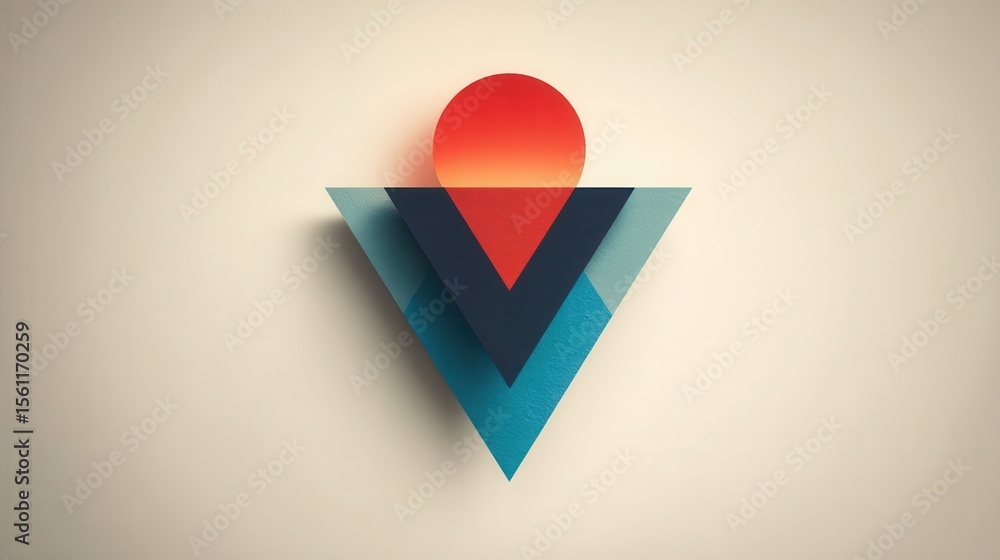 Poster geometric design featuring overlapping triangles and a circle.