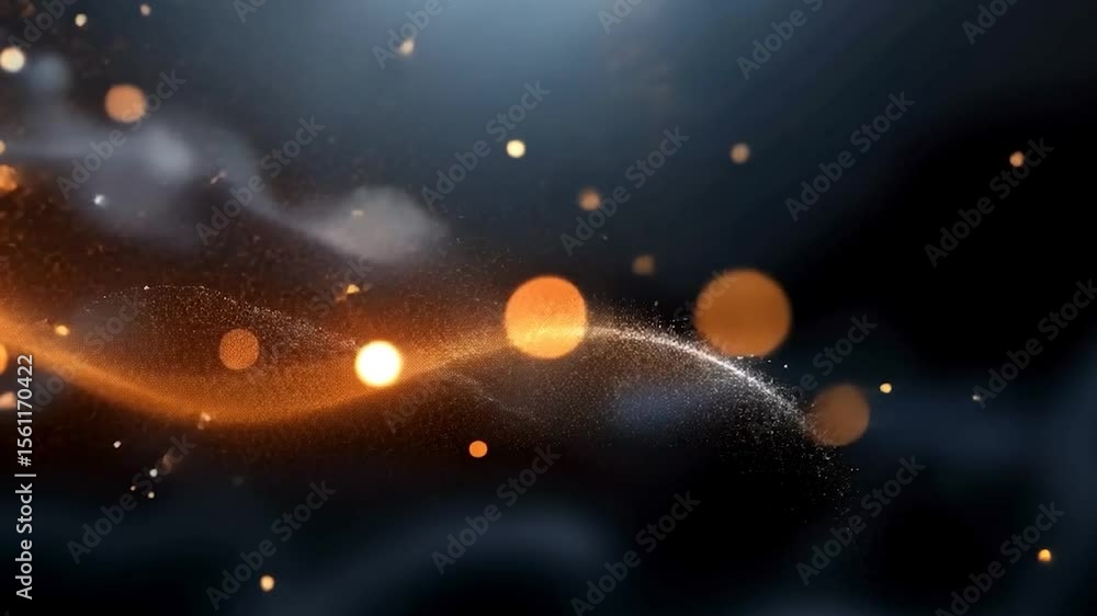 Aufkleber abstract background video featuring flowing orange particles and bokeh lights against a dark blue ba