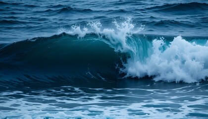 Fototapeta premium Dark Blue Ocean Waves Deep and Powerful Natural Water Background