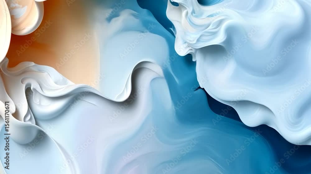 Aufkleber abstract fluid waves in shades of beige blue and white. textured flowing forms with dynamic motion. 