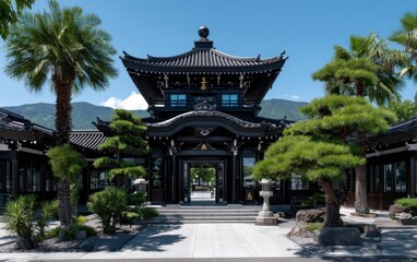 Obraz premium Asian temple facade under blue sky