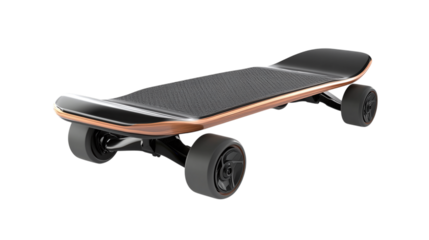 • A sleek electric skateboard with modern design elements, isolated on white background in HD 