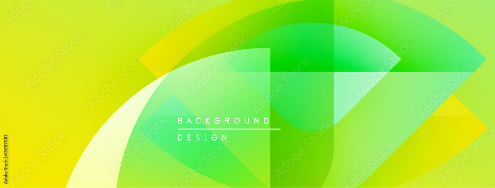 Poster Abstract yellow, green gradients form dynamic shape. Modern design suggests movement, energy, visual interest. Text reads background design.