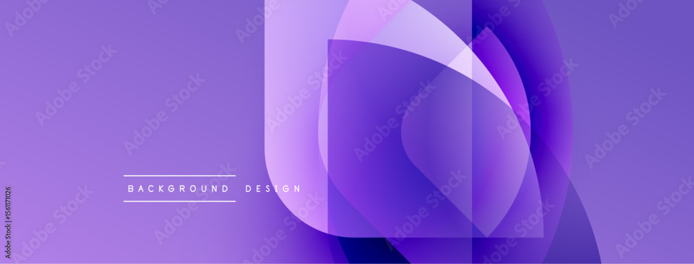 Poster Abstract purple design features overlapping shapes. Gradient colors create depth, modern aesthetic. Text reads background design.