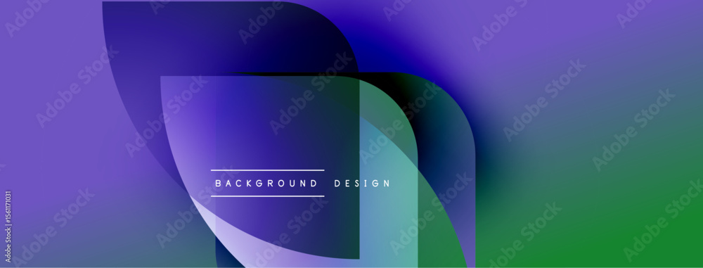 Aufkleber Abstract fluid shapes blend purple, green hues. Modern design features text background design within central element. Gradient colors create dynamic visual effect.