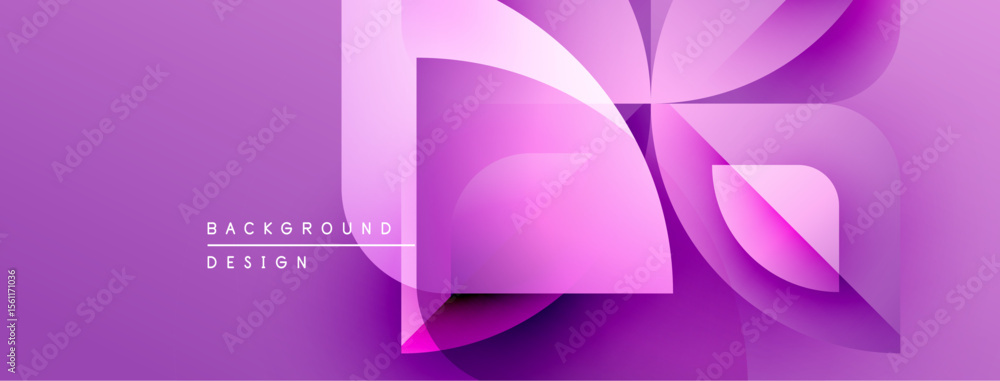 Poster Abstract purple design features layered geometric shapes. Modern background with gradient effect, clean lines, dynamic composition.