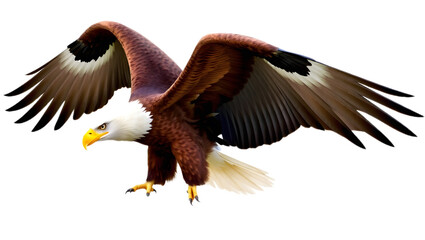 Fototapeta premium Eagle PNG transparent background, flying eagle with open wings, detailed wildlife bird illustration, powerful raptor isolated for design use 