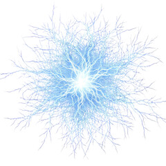 Detailed electric energy burst with branching fractal lines, ideal for power, or impact designs – PNG Transparent Background.
