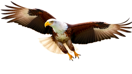 Eagle PNG transparent background, flying eagle with open wings, detailed wildlife bird illustration, powerful raptor isolated for design use
