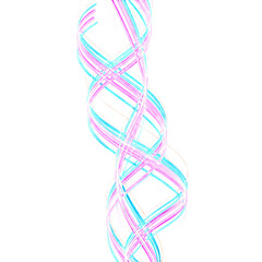 Neon DNA double helix glowing with vibrant hues, ideal for futuristic, science, or technology visuals – PNG Transparent Background.