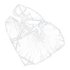 Shattered transparent glass crack with radial lines, perfect for impact, safety, or broken window effects – PNG Transparent Background.
