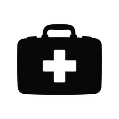 Obraz premium Simple black and white illustration of a first aid kit with handle