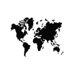 Obraz premium A minimalist representation of the world map in black and white silhouette