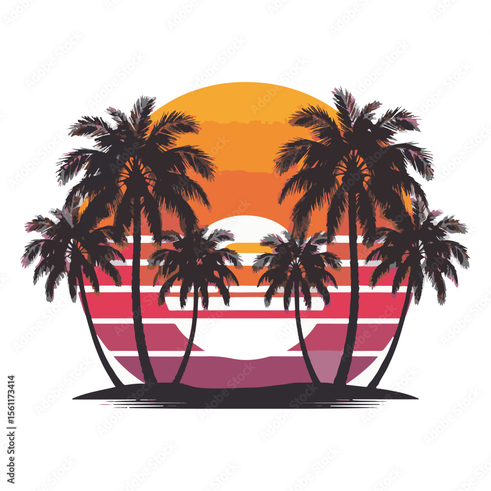 Poster vibrant retro style vector illustration featuring a dynamic composition with bold colors and clean l