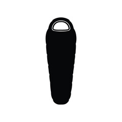 Black sleeping bag icon for camping and outdoor activities concept