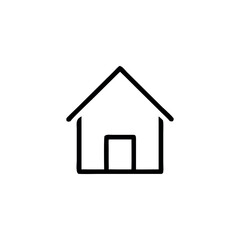 Obraz premium Minimalist vector home icon, simple black outline house symbol, perfect for web, mobile apps, user interface design, real estate, or navigation concepts. Isolated on white background