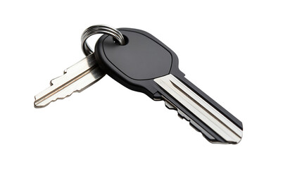 • A smart keychain with Bluetooth tracking and emergency alert, isolated on white background in HD 