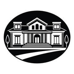 luxury villa house modern flat vector style icon