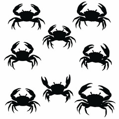 Set of Black Crab Silhouettes