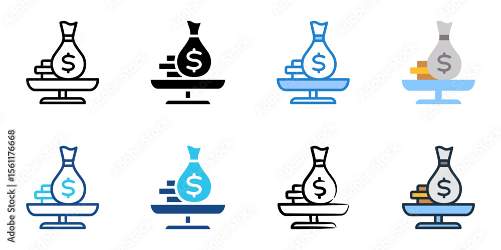 Poster cost accounting icon set multiple style collection
