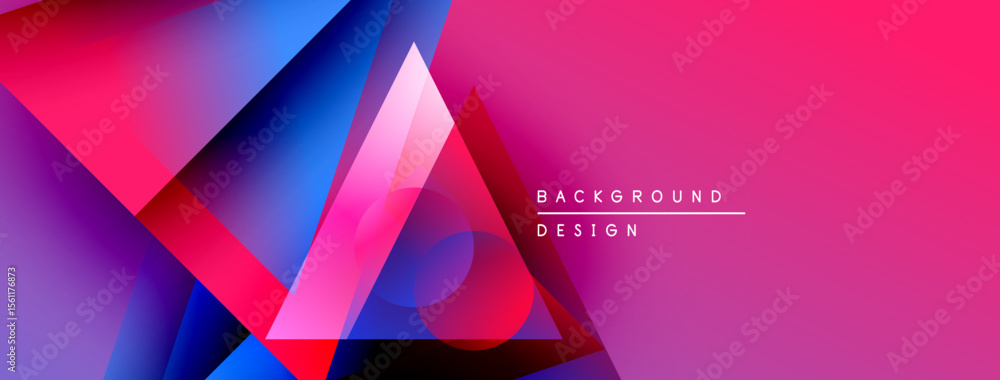 Poster abstract geometric shapes, vibrant colors, pinks, blues, purples. modern design elements create dyna