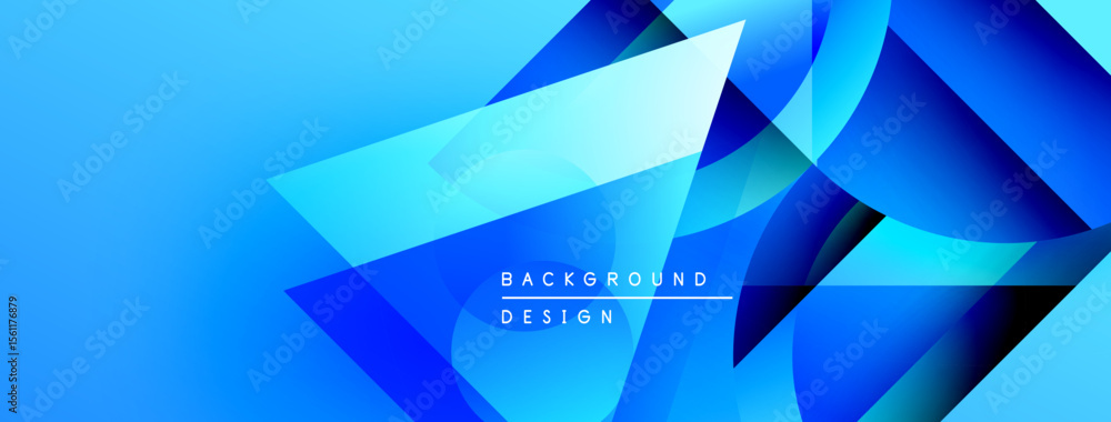 Fototapete Abstract blue background. Geometric shapes overlap, creating dynamic visual effect. Modern design suitable for digital projects.