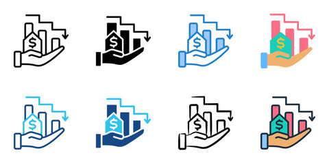 Depreciation icon set multiple style collection 
