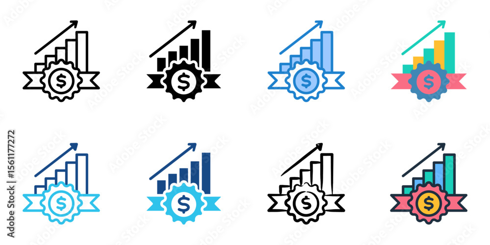 Poster revenue recognition icon set multiple style collection