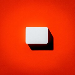 Minimalist white card on vibrant orange backdrop creating stark contrast and shadow