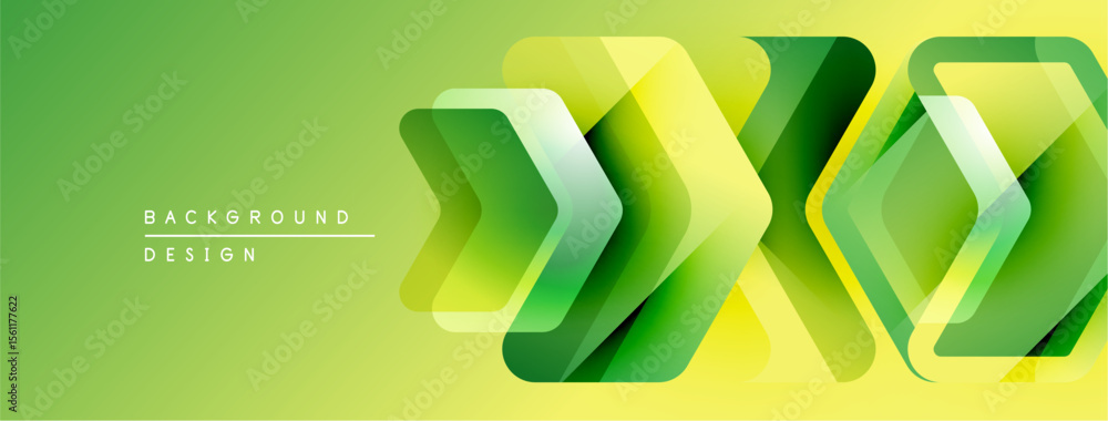 Poster Abstract green yellow design. Overlapping shapes create dynamic visual texture. Modern background element for projects.