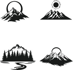 set of mountain peaks