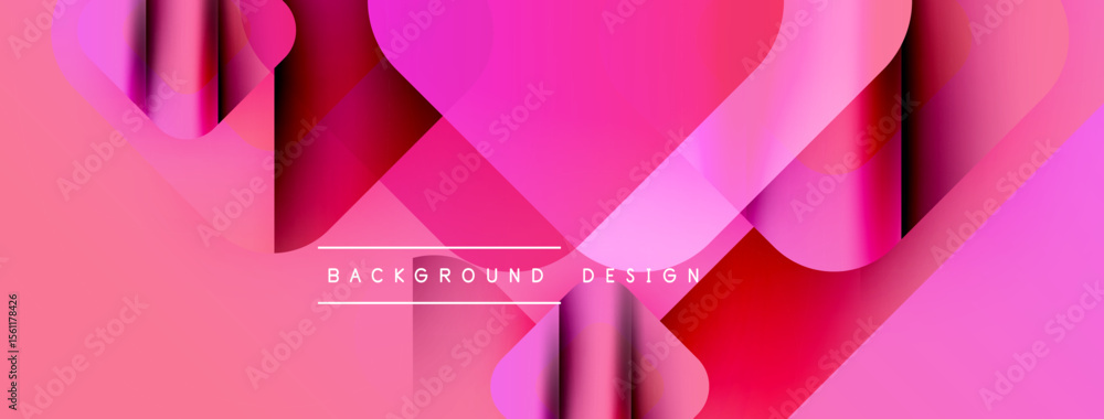 Aufkleber Abstract pink design features overlapping shapes, gradients. Modern background with text background design centered. Vibrant, dynamic composition.