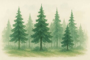 watercolor illustration of trees