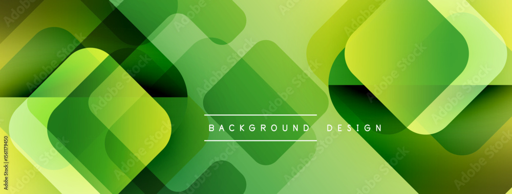 Poster Abstract geometric pattern. Overlapping squares create vibrant green gradient. Modern design suitable for backgrounds, banners.