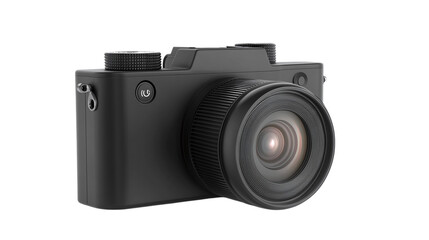 • A stylish digital camera with retro-modern aesthetics, isolated on white background in HD 