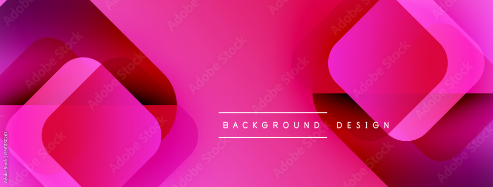 Leinwandbilder Abstract pink background features overlapping rounded squares. Gradient shades create depth, modern aesthetic. Text reads background design.