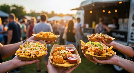 wedding cake with flowers, Delicious food truck feast urban street culinary experience vibrant environment close-up view food and flavor exploration