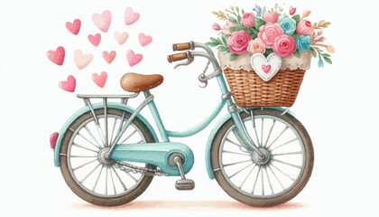 Fototapeta premium pink bicycle with flowers