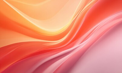 Abstract waves of orange and pink hues flowing smoothly, creating a serene and vibrant background