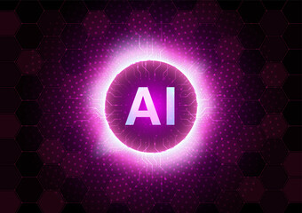 Artificial intelligence (AI) solutions technology concept, vector design.
